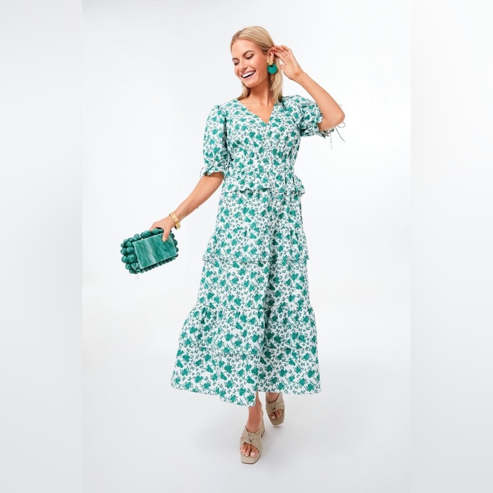 Tuckernuck Green and White Floral Maxi Dress